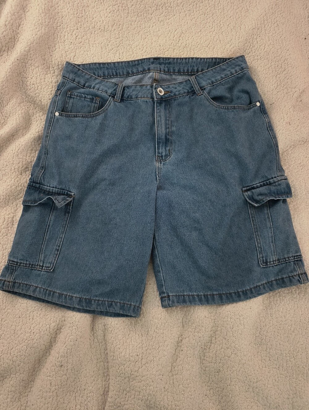 SHEIN Light Blue Denim Cargo Jorts